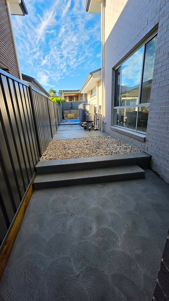 Concrete driveway at a newly built home on the Central Coast